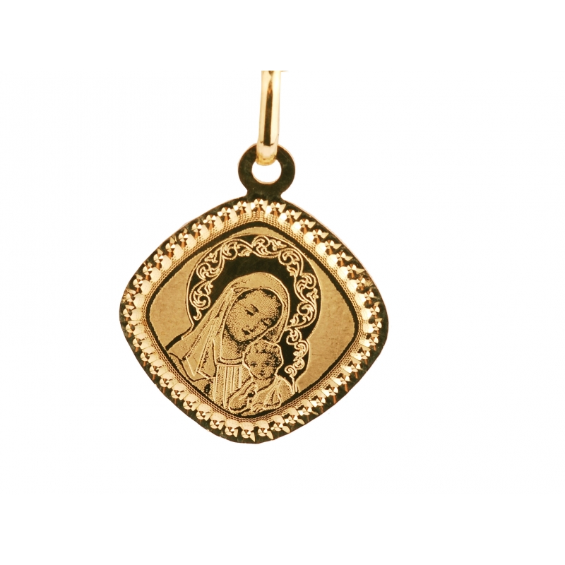 Medalik złoty z Matką Boską