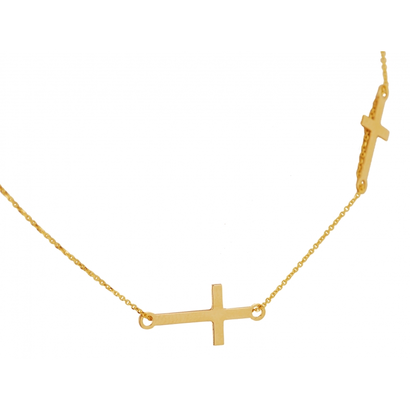 Łańcuszek złoty z dwoma krzyżykami CELEBRYTKA