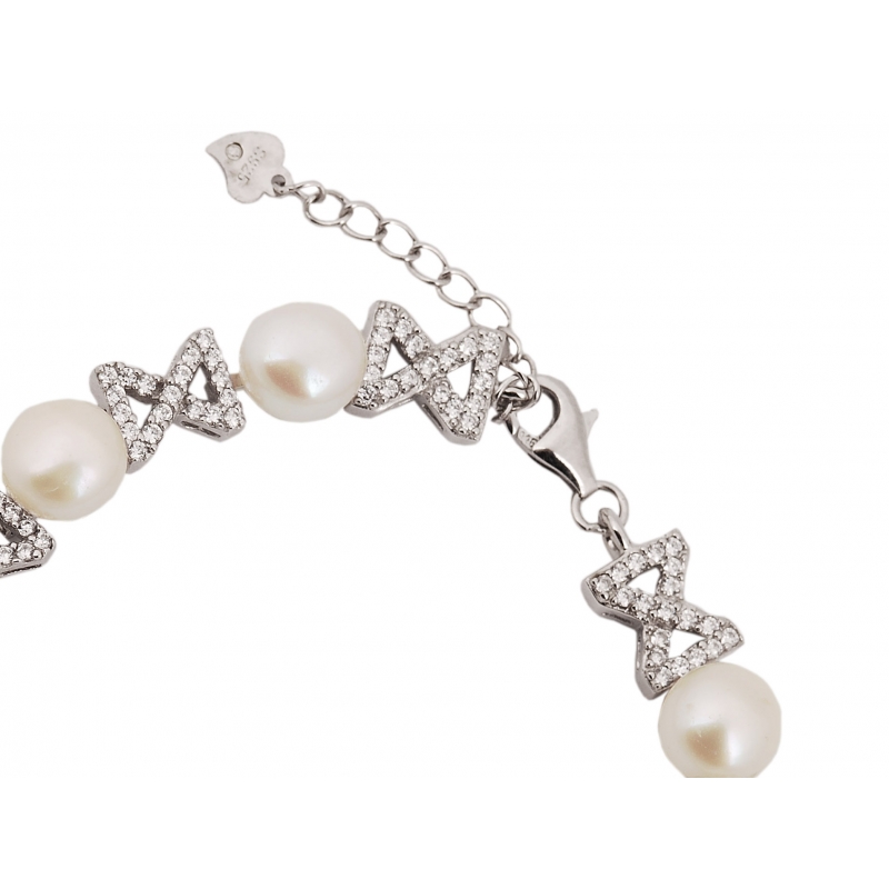 Bransoletka srebrna z naturalnymi perłami