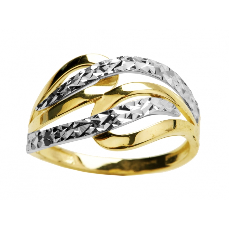 Złoty pierścionek z białym złotem
