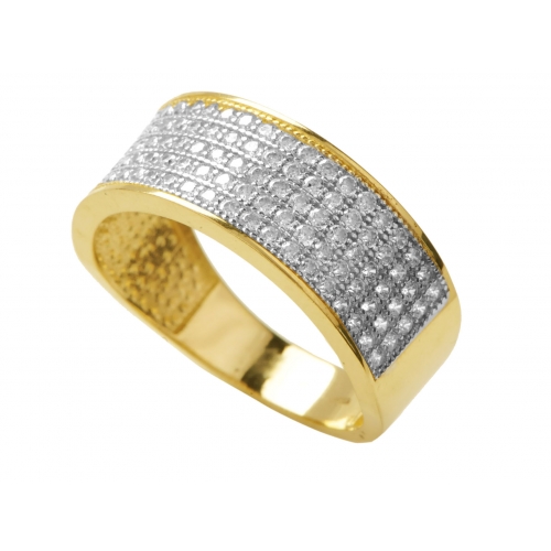 Złoty pierścionek-obrączka i cyrkonie