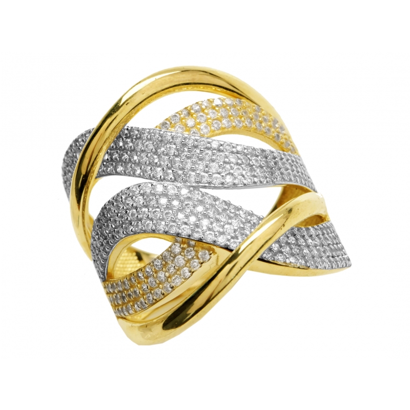Złoty pierścionek wysadzany cyrkoniami