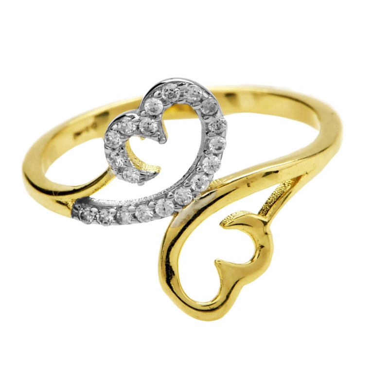 Złoty pierścionek wysadzany cyrkoniami - motyl