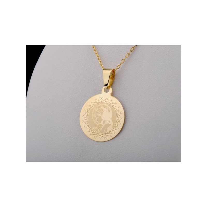 Medalik złoty z Maryją i Jezuskiem