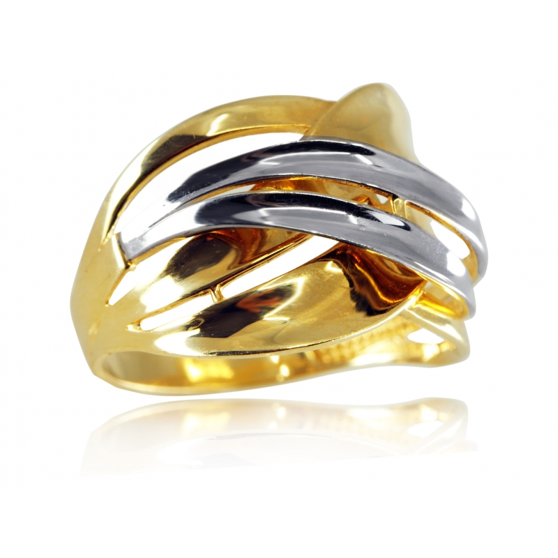Złoty pierścionek z dwukolorowego złota