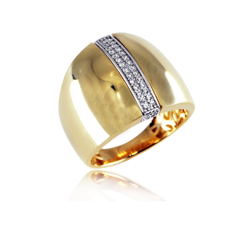 Złoty pierścionek gładki z cyrkoniami