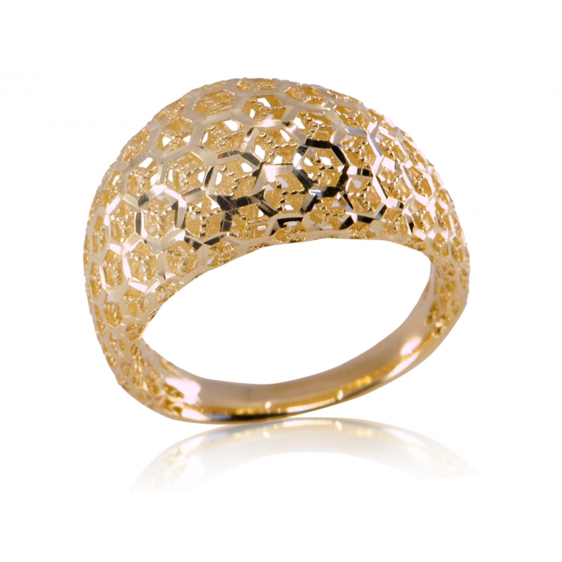 Złoty pierścionek ażurowy