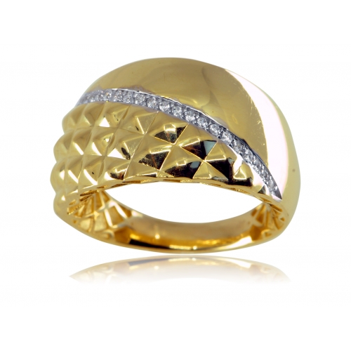 Złoty pierścionek diamentowany z cyrkoniami