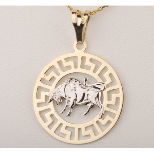 Złoty znak zodiaku BYK w greckim wzorze