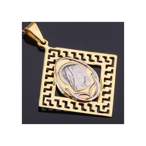 Złoty wisiorek Medalik z Maryją w greckim wzorze