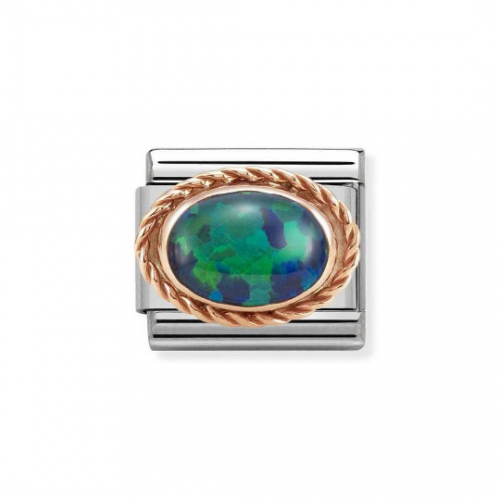 Link NOMINATION rose gold zielony opal