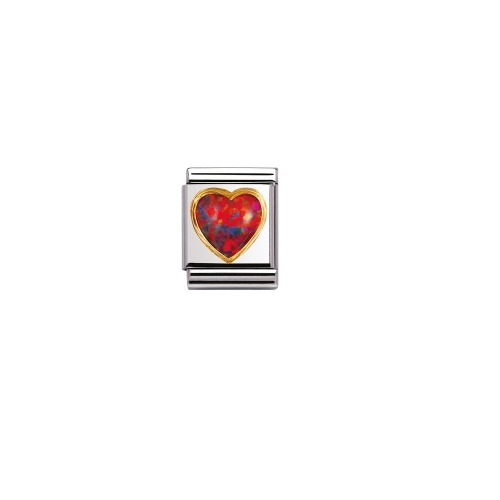 Link NOMINATION BIG serce czerwony opal 032503 08