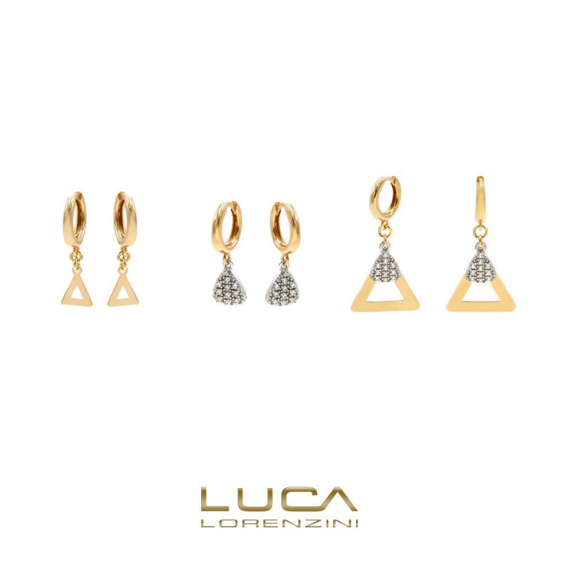 Kolczyki srebrne trójkąty pokryte złotem z cyrkoniami Luca Lorenzini Keops