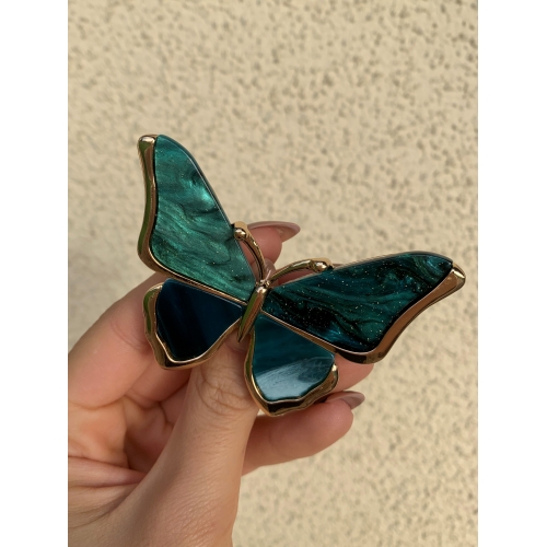 Broszka motyl szkło bawarskie