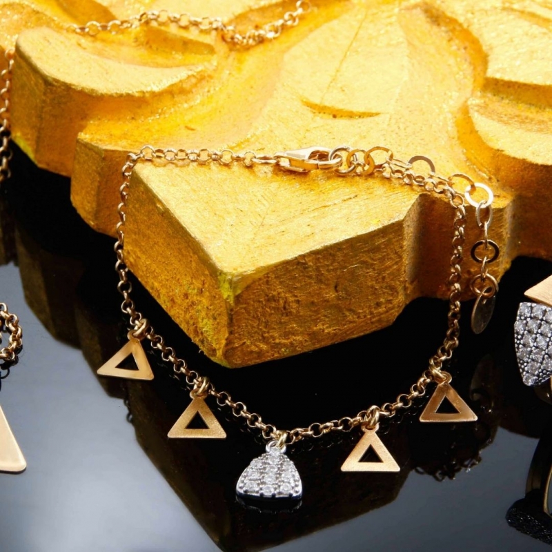 Srebrny naszyjnik trójkąty z cyrkoniami KEOPS Luca Lorenzini