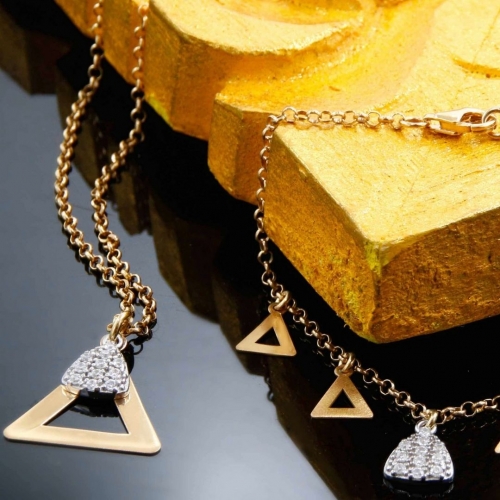 Srebrny naszyjnik trójkąt z cyrkoniami KEOPS Luca Lorenzini