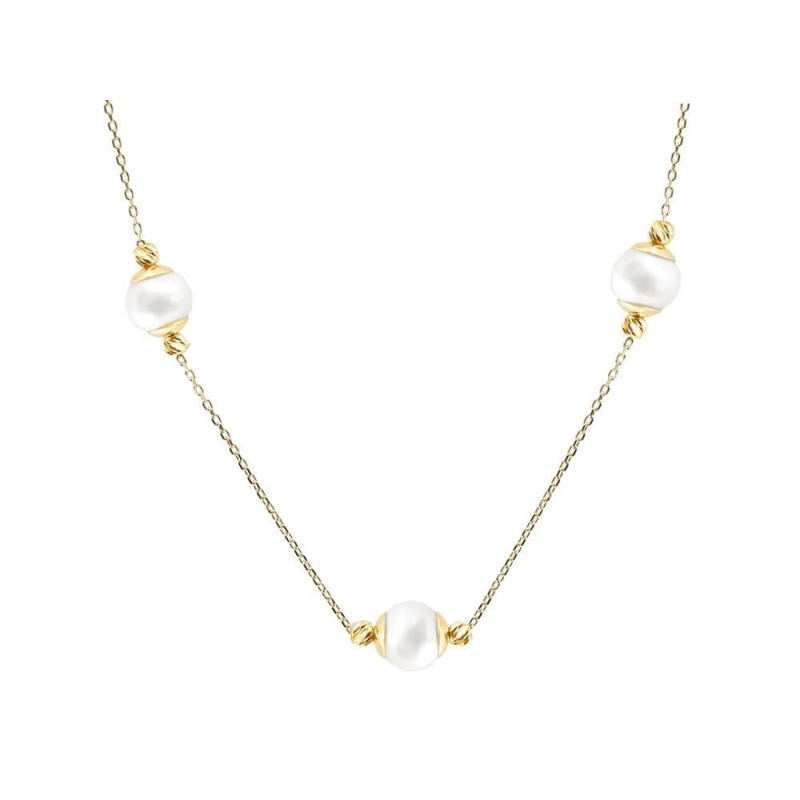 Złoty naszyjnik z białymi perłami