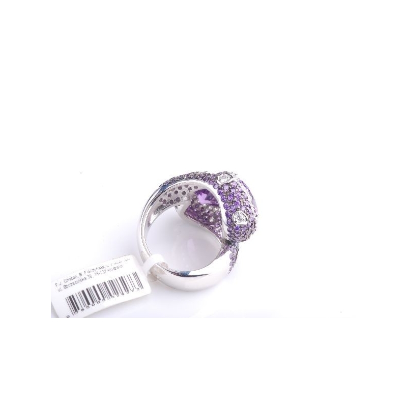 Pierścionek srebrny fioletowo lawendowe kryształy Swarovski